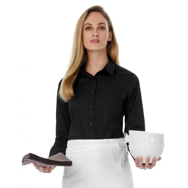 Black tie lsl/women poplin shirt coffee bean marimea xl