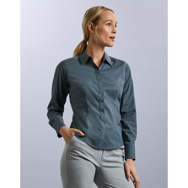 Ladies' ls fitted poplin shirt white marimea s