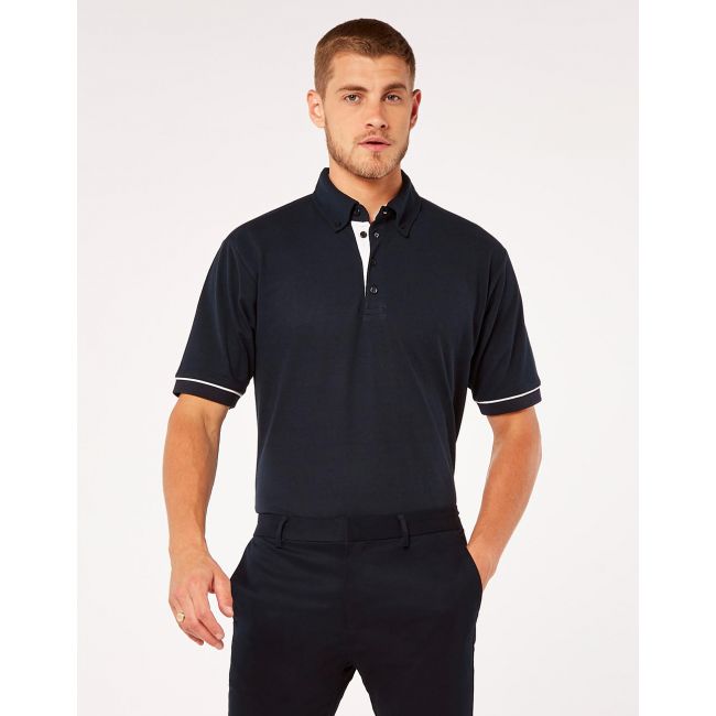 Classic fit button down contrast polo shirt navy/light blue marimea m