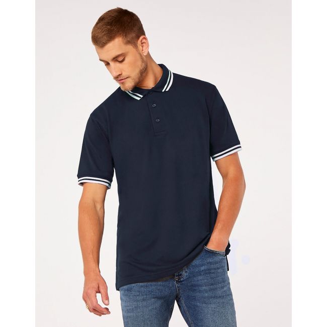 Classic fit tipped collar polo black/red marimea l