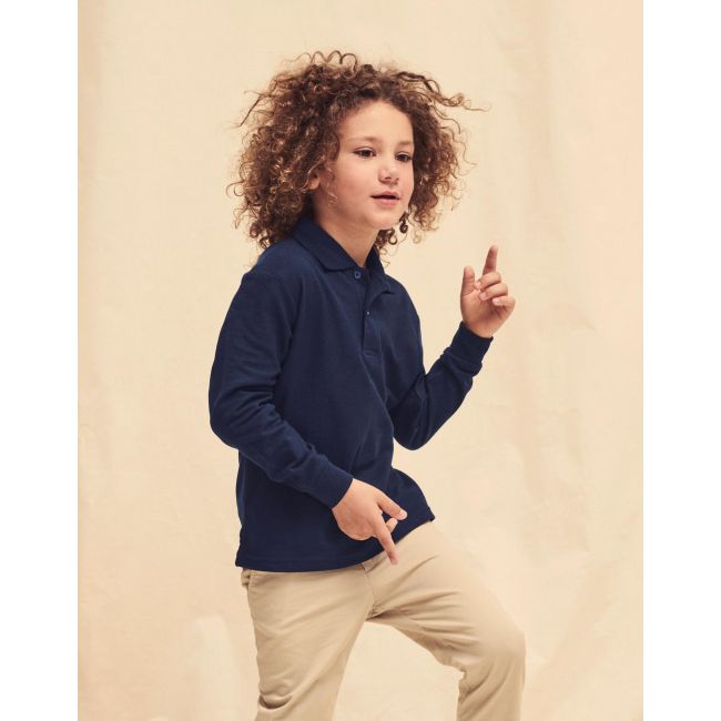 Kids 65/35 long sleeve polo black marimea 140 (9-11)