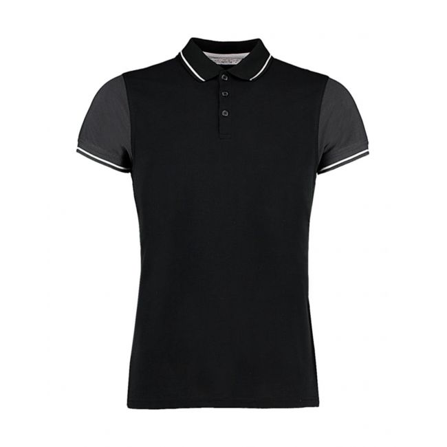 Fashion fit contrast tipped polo black/orange/white marimea s