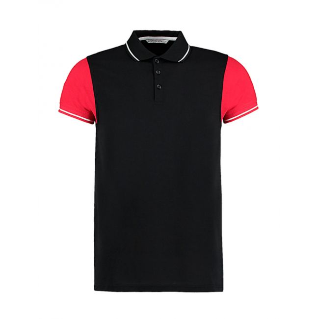 Fashion fit contrast tipped polo black/red/white marimea xl