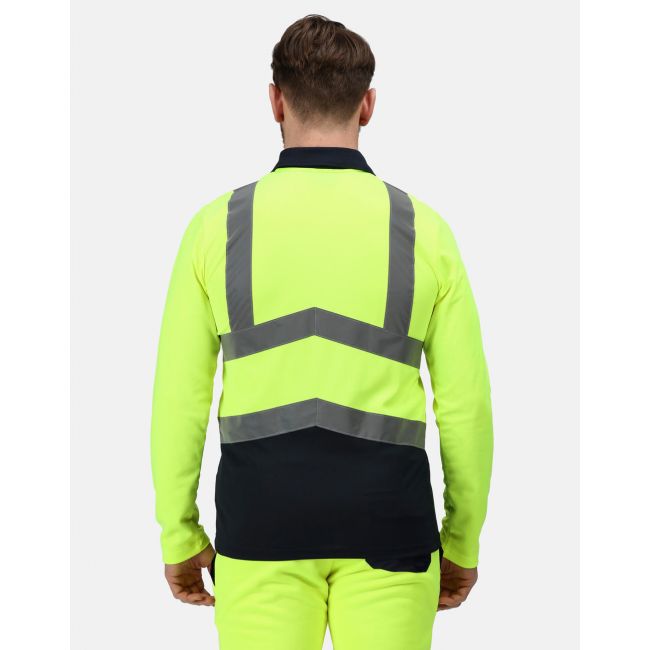 Pro hi vis poloshirt ls yellow/navy marimea 2xl