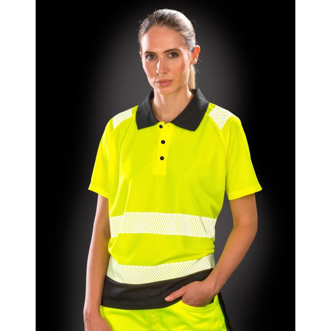 Recycled safety polo shirt fluorescent yellow marimea s/m