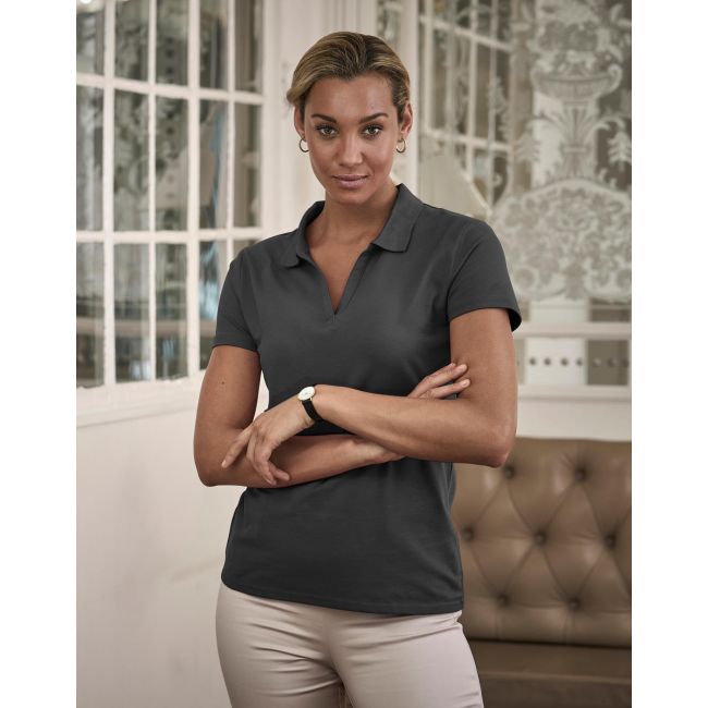 Women's luxury stretch v polo black marimea m