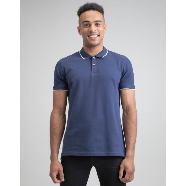 The tipped polo navy/white marimea l