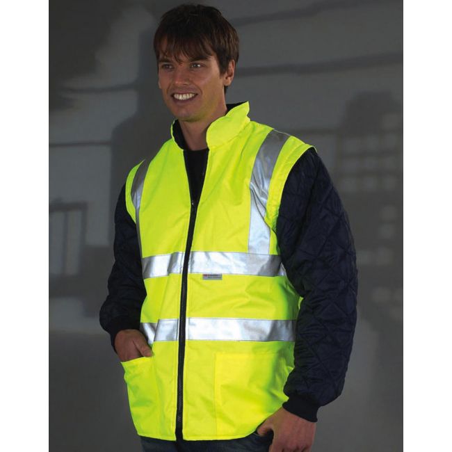 Fluo quilted jacket with zip-off sleeves fluo orange marimea l