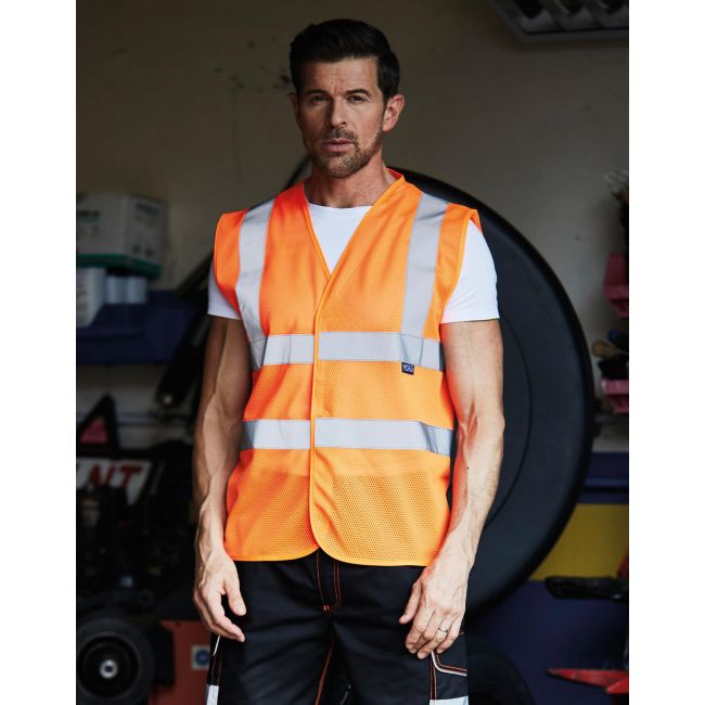 Fluo open mesh waistcoat fluo orange marimea 3xl