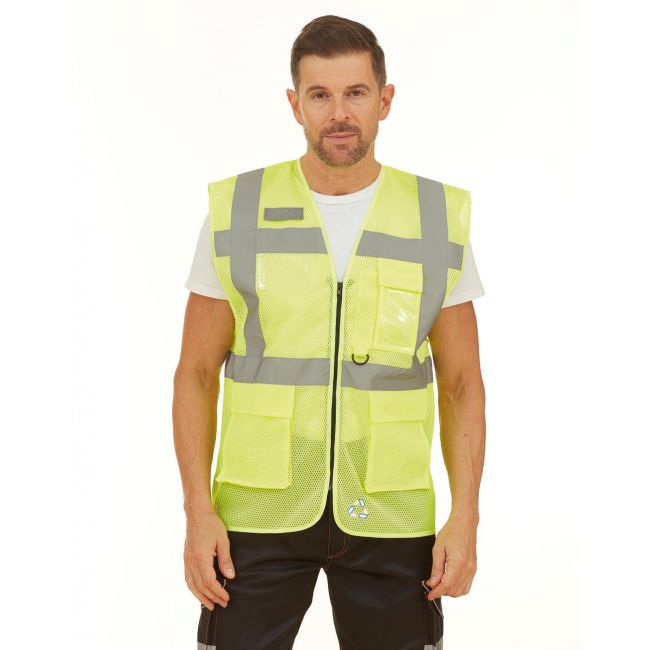 Fluo open mesh executive waistcoat fluo orange marimea 3xl