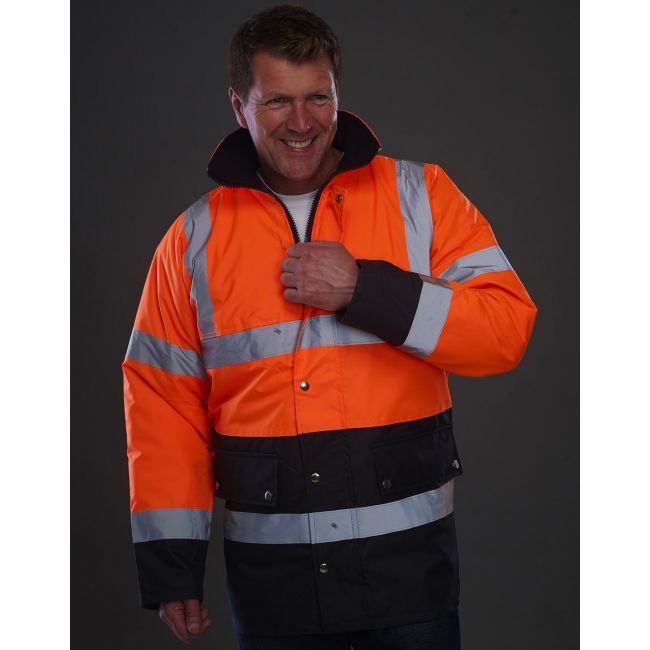 Fluo 2 tone motorway jacket fluo orange/navy marimea s