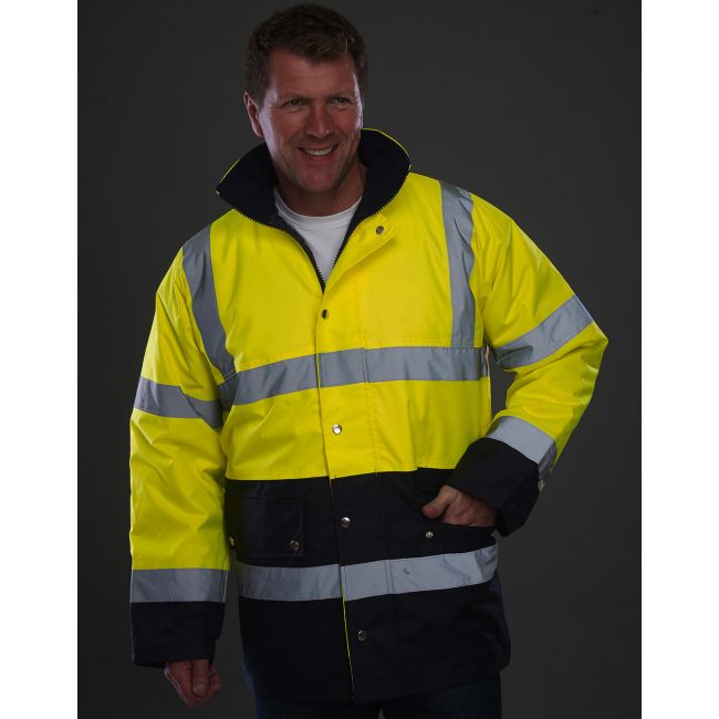 Fluo 2 tone motorway jacket fluo yellow/navy marimea 2xl