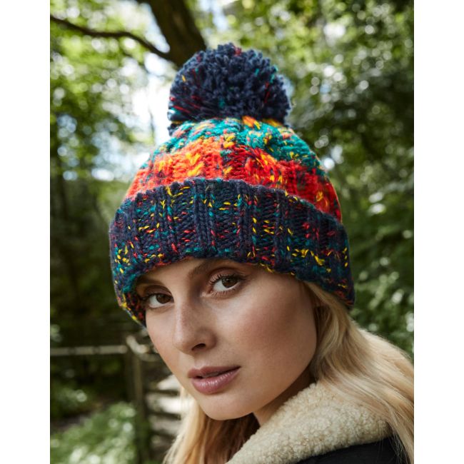 Corkscrew pom pom beanie retro blues marimea one size