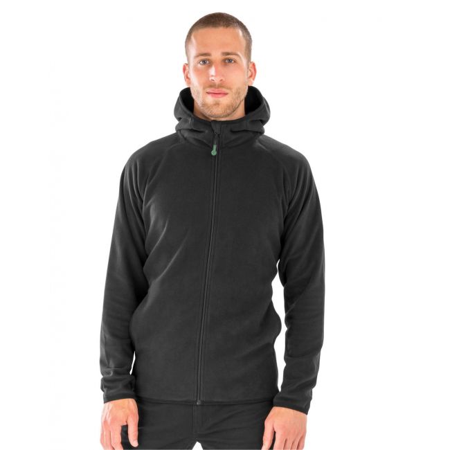 Hooded recycled microfleece jacket black marimea 2xl