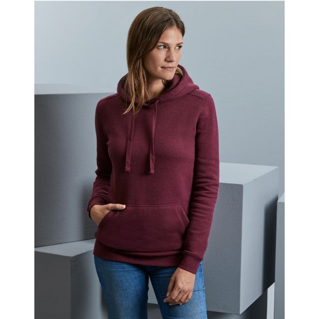 Ladies' authentic melange hooded sweat brick red melange marimea xl