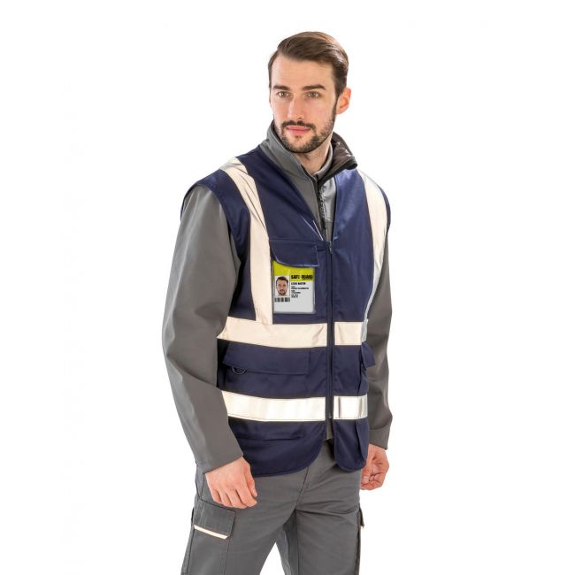 Heavy duty polycotton security vest fluorescent yellow marimea m