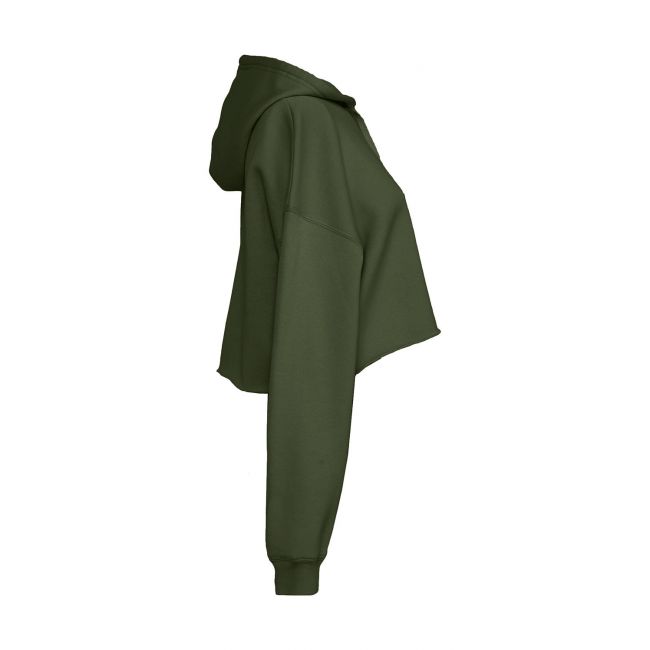 Women's cropped fleece hoodie military green marimea s