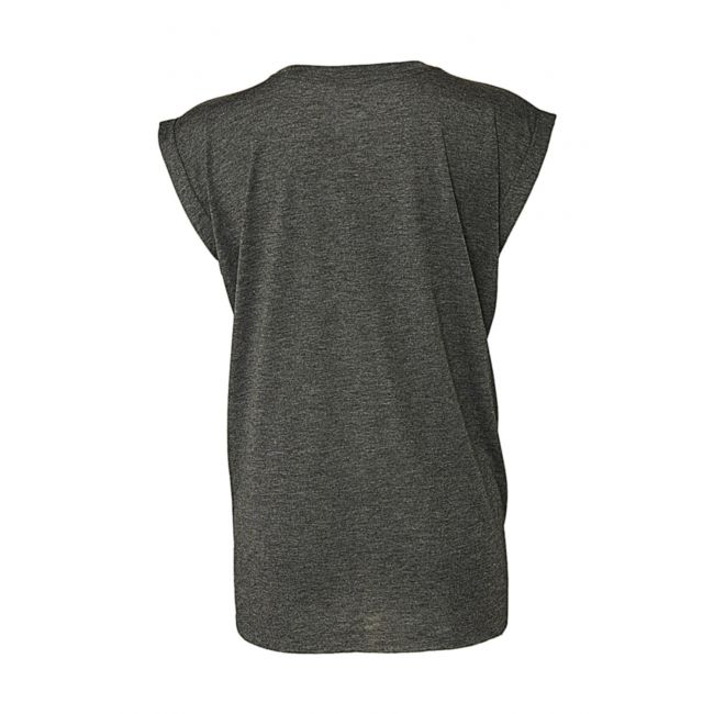 Women's flowy muscle tee rolled cuff dark grey heather marimea m