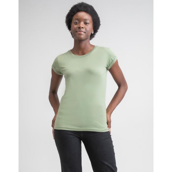 Women's organic roll sleeve t soft olive marimea m