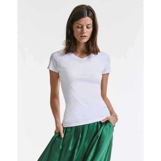 Ladies' pure organic v-neck tee white marimea 2xl