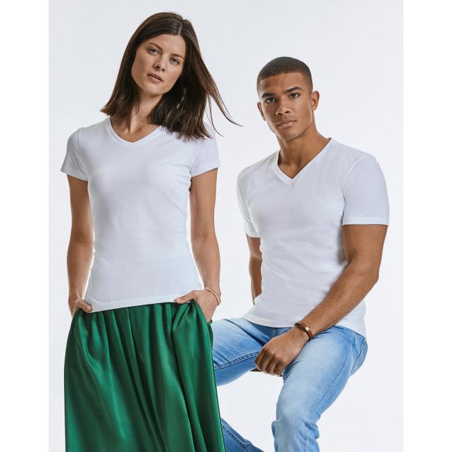 Ladies' pure organic v-neck tee white marimea s