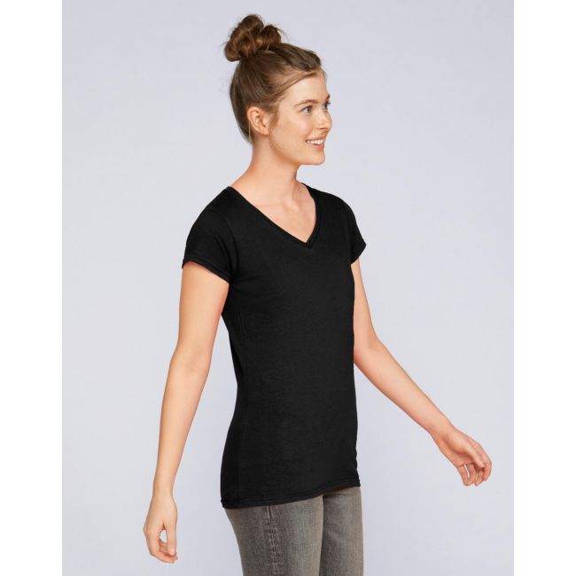 Ladies softstyle® v-neck t-shirt dark heather marimea l