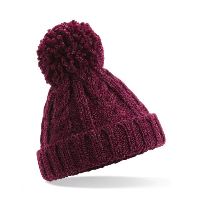 Infant/junior cable knit melange beanie burgundy marimea infant