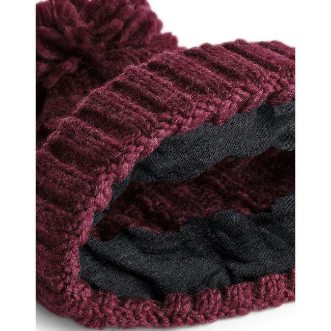 Infant/junior cable knit melange beanie burgundy marimea infant