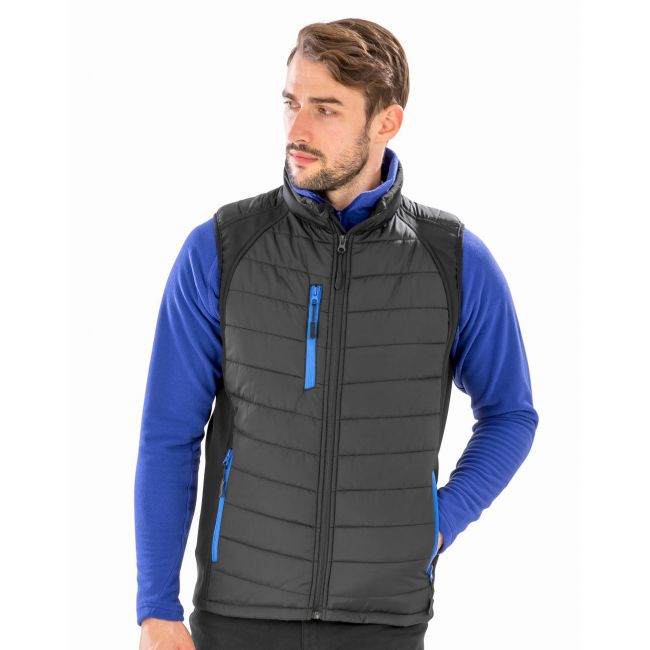 Black compass padded softshell gilet black/grey marimea s