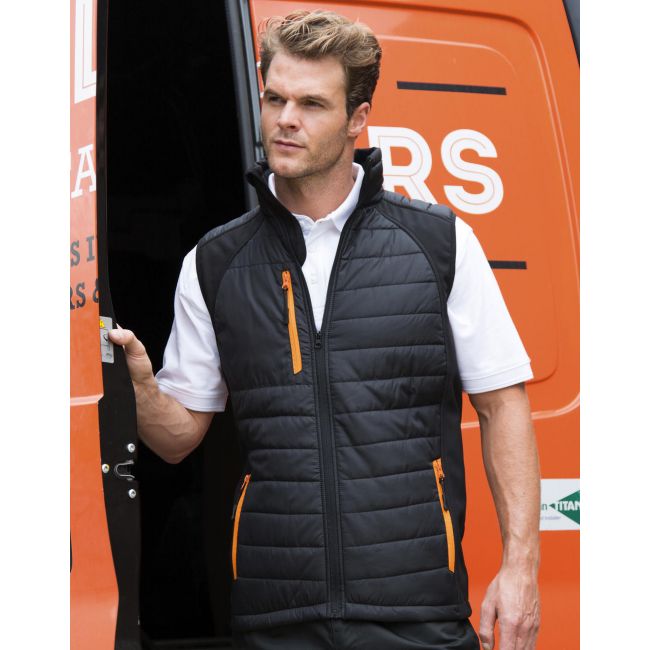 Black compass padded softshell gilet black/orange marimea l