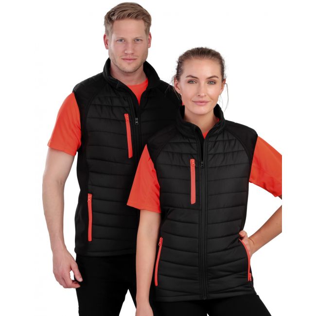 Black compass padded softshell gilet black/orange marimea xs