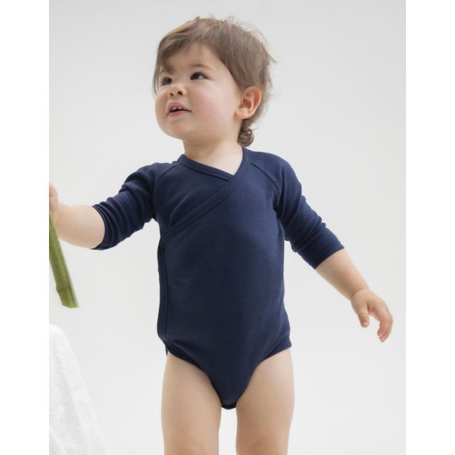 Baby long sleeve kimono bodysuit organic natural marimea 0-3