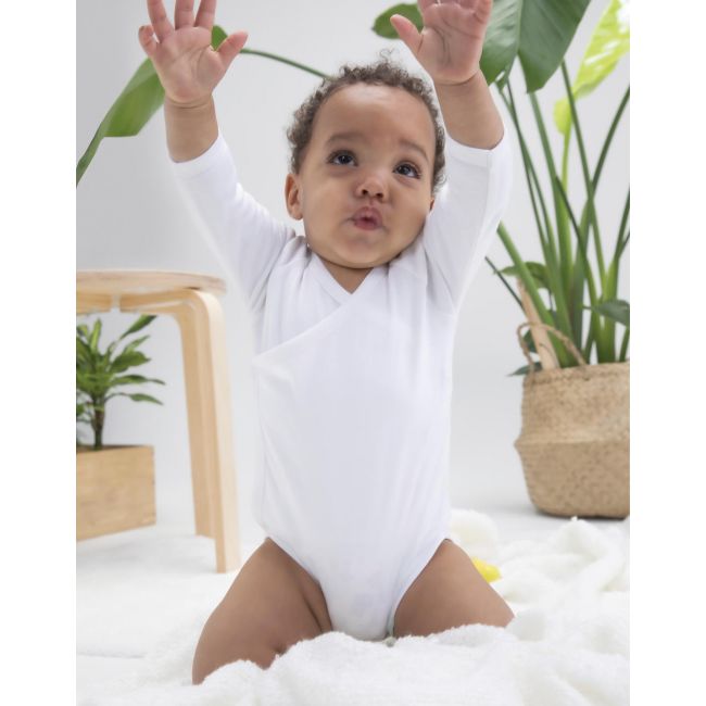 Baby long sleeve kimono bodysuit organic natural marimea 6-12