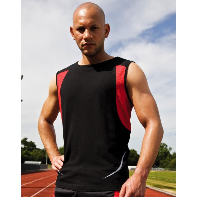 Unisex athletic vest black/red marimea m