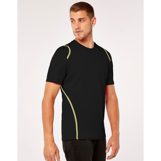 Regular fit cooltex® contrast tee black/fluorescent lime marimea xs