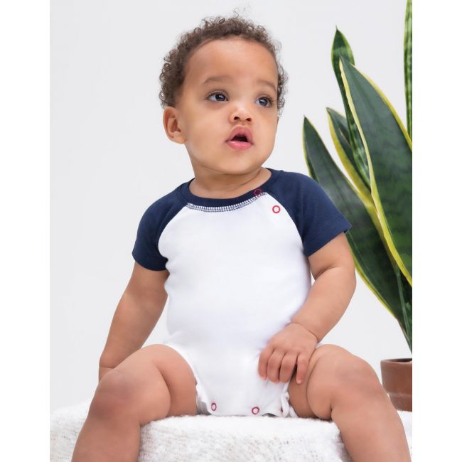 Baby baseball playsuit white/heather grey/red marimea 3-6