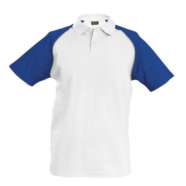 Baseball - short-sleeved polo shirt culoare white/royal blue marimea 2xl