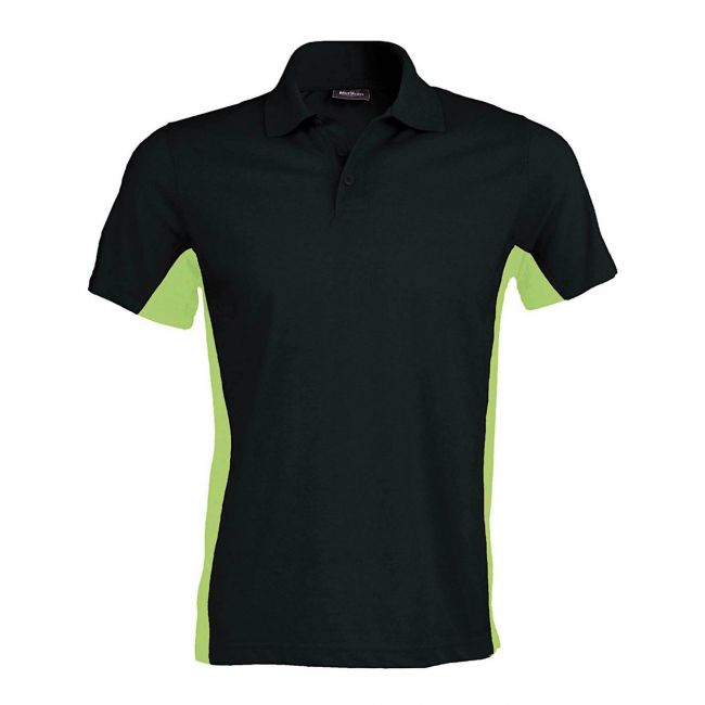 Flag - short-sleeved two-tone polo shirt culoare black/lime marimea l