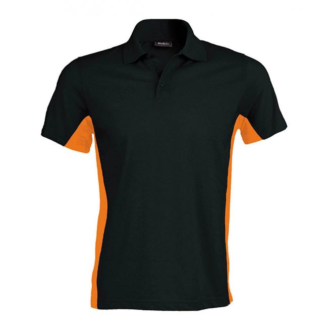 Flag - short-sleeved two-tone polo shirt culoare black/orange marimea 2xl