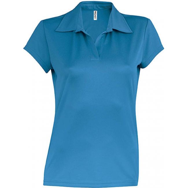 Ladies' short-sleeved polo shirt culoare aqua blue marimea m