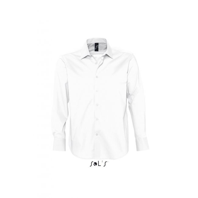 Sol's brighton - long sleeve stretch men's shirt culoare white marimea m