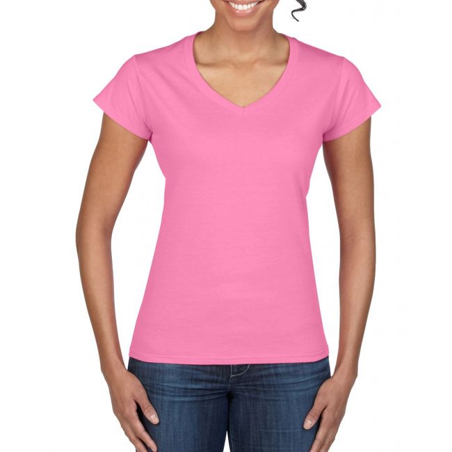 Softstyle® ladies' v-neck t-shirt culoare azalea marimea l