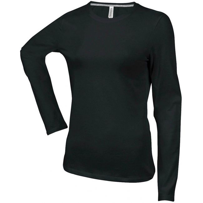 Ladies' long-sleeved crew neck t-shirt culoare black marimea l