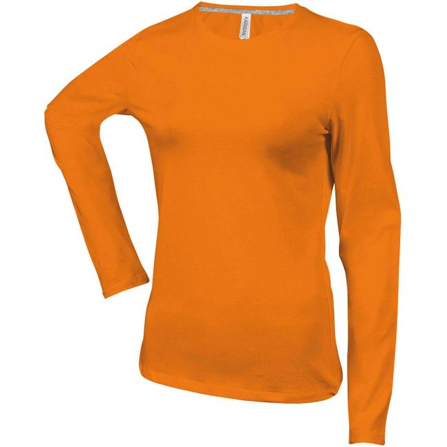 Ladies' long-sleeved crew neck t-shirt culoare orange marimea s