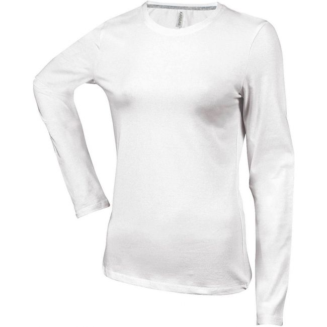 Ladies' long-sleeved crew neck t-shirt culoare white marimea 2xl