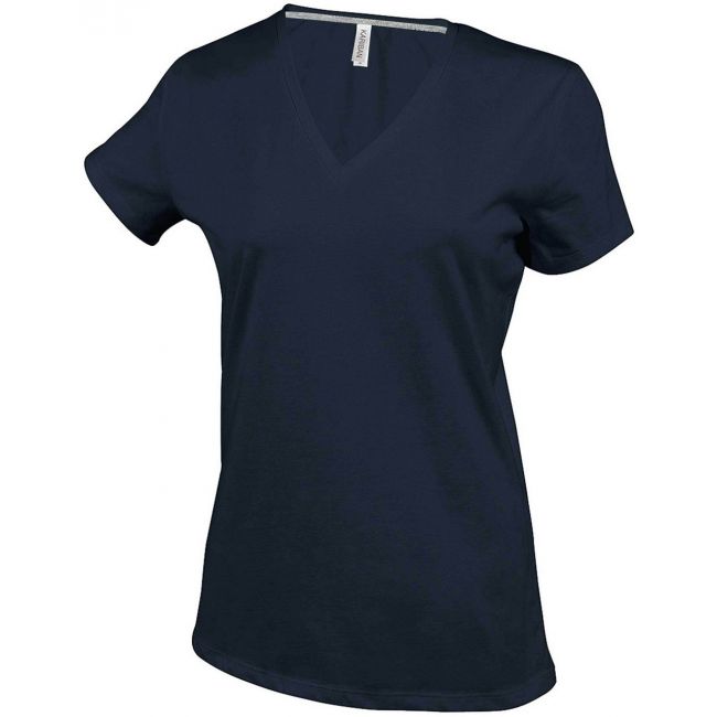 Ladies' short-sleeved v-neck t-shirt culoare dark grey marimea 2xl