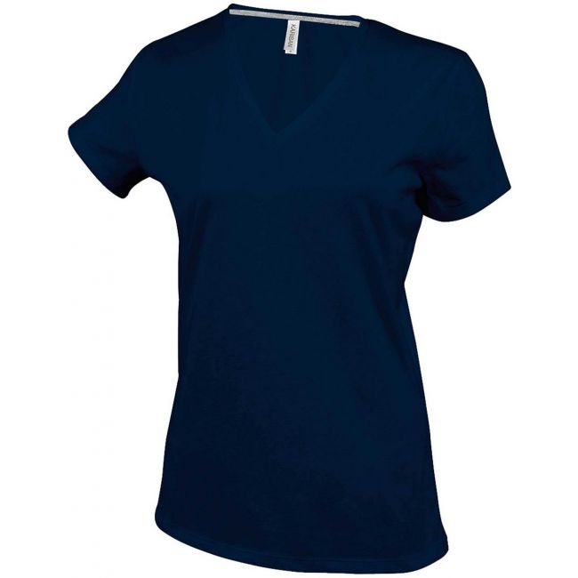 Ladies' short-sleeved v-neck t-shirt culoare navy marimea 2xl