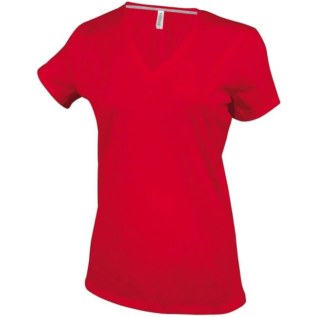 Ladies' short-sleeved v-neck t-shirt culoare red marimea xl