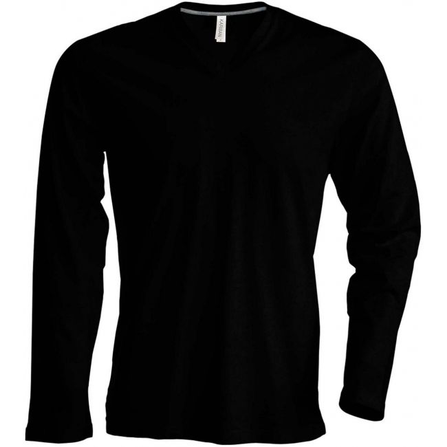 Men's long-sleeved v-neck t-shirt culoare black marimea l