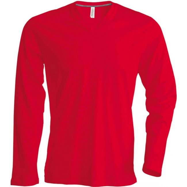 Men's long-sleeved v-neck t-shirt culoare red marimea 4xl